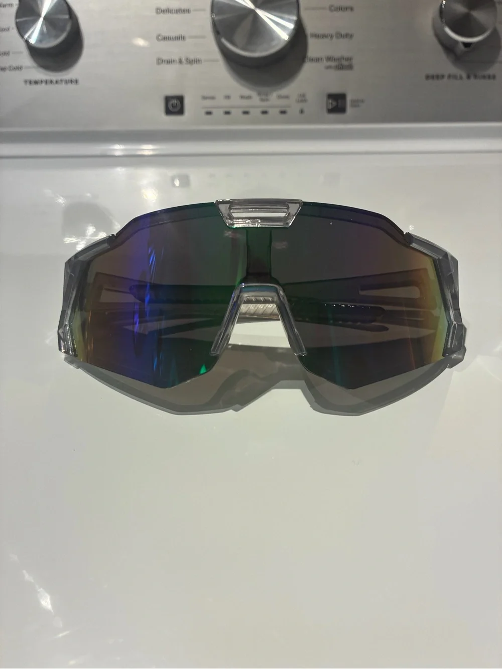Clear Frame Sunglasses with Green Mirrored Lens - Unbranded